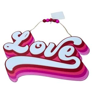 Retro 80s Love Pink Red Metal Wall Hanging Decor 13.25x8.5 NWT